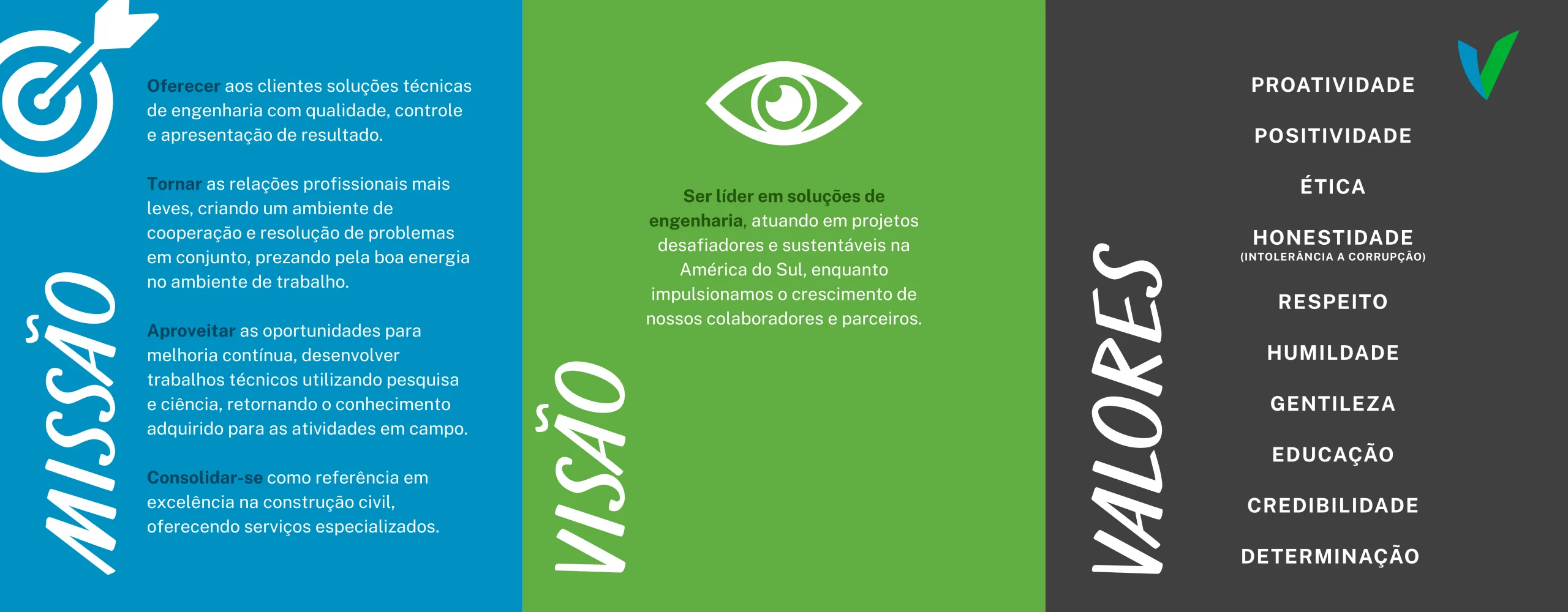 Missão, Visão e Valores - Vibes Engenharia